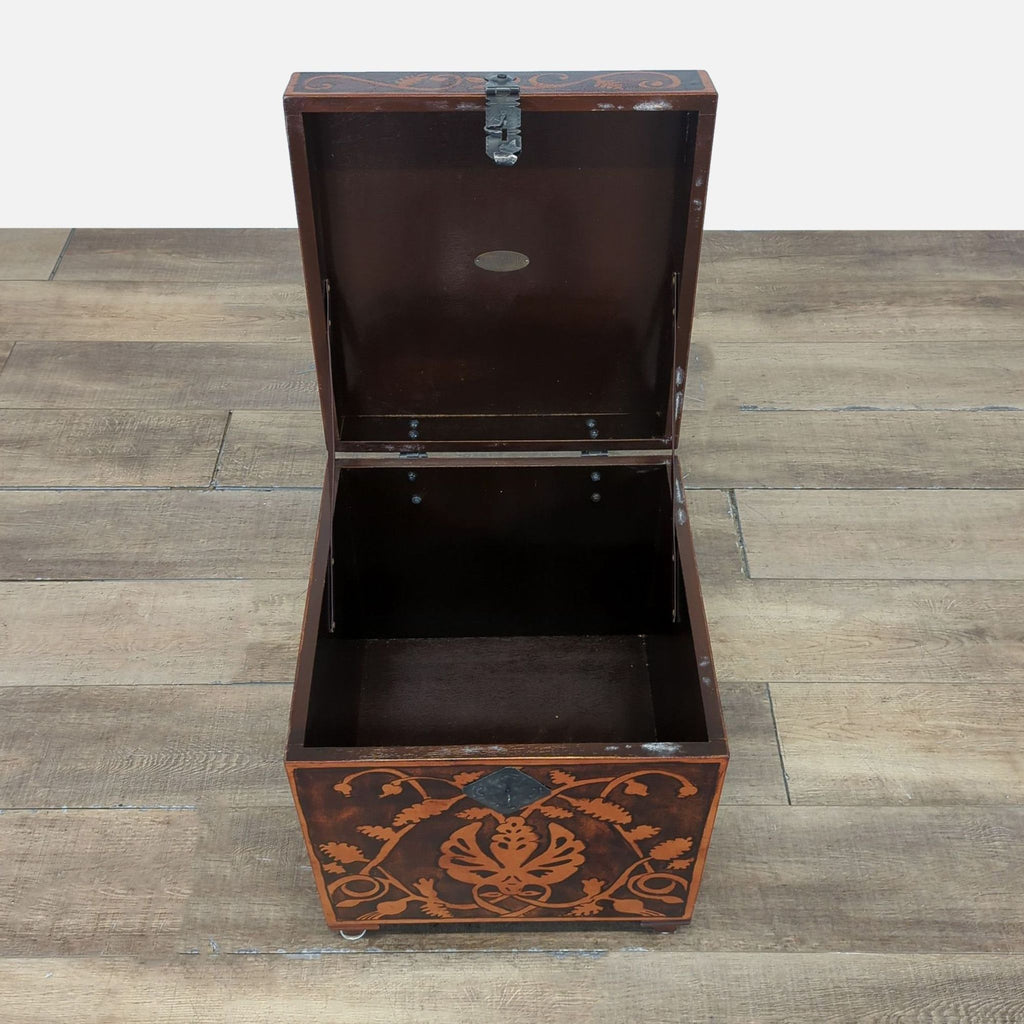 3. Top view of an open South Cone trunk from the Trunk category, showing decorative detailing and empty interior.