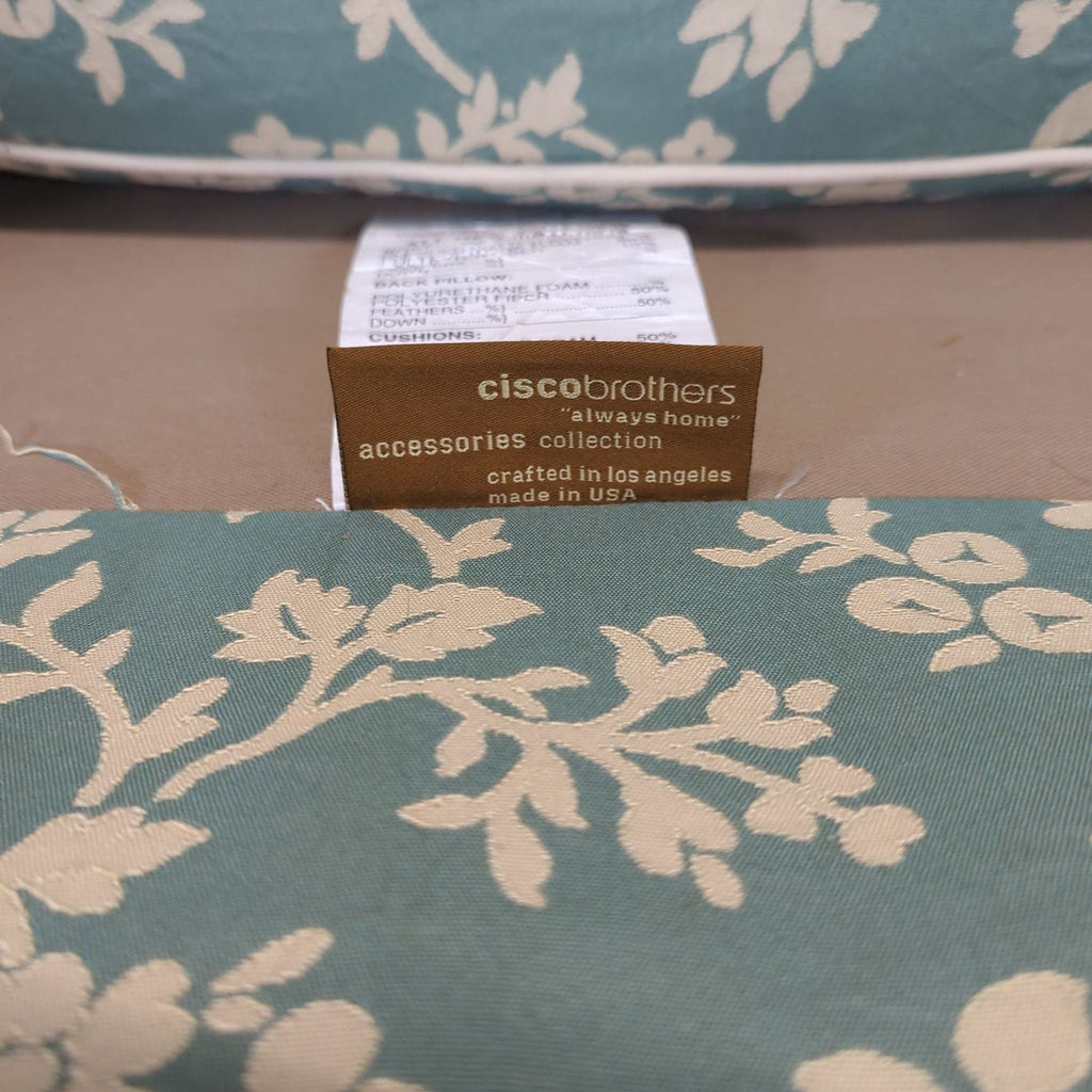 Cisco Brothers Floral Tufted Lounge Chair with Wooden Legs