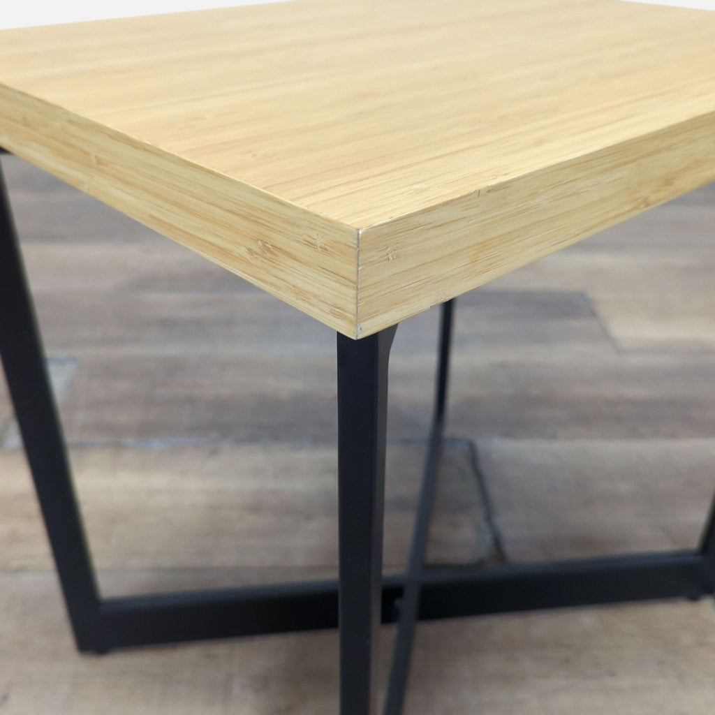 Bamboo Top End Table on a Metal Base