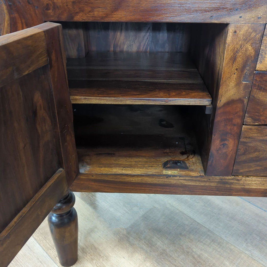 Crate & Barrel Wood Sideboard with Three Drawers and Two Cabinets