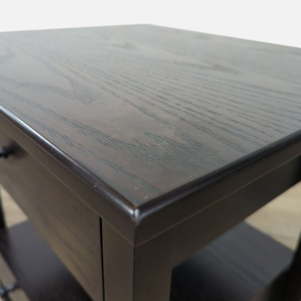 Crate & Barrel End Table with Drawer, Pull-Out Shelf & Bottom Shelf