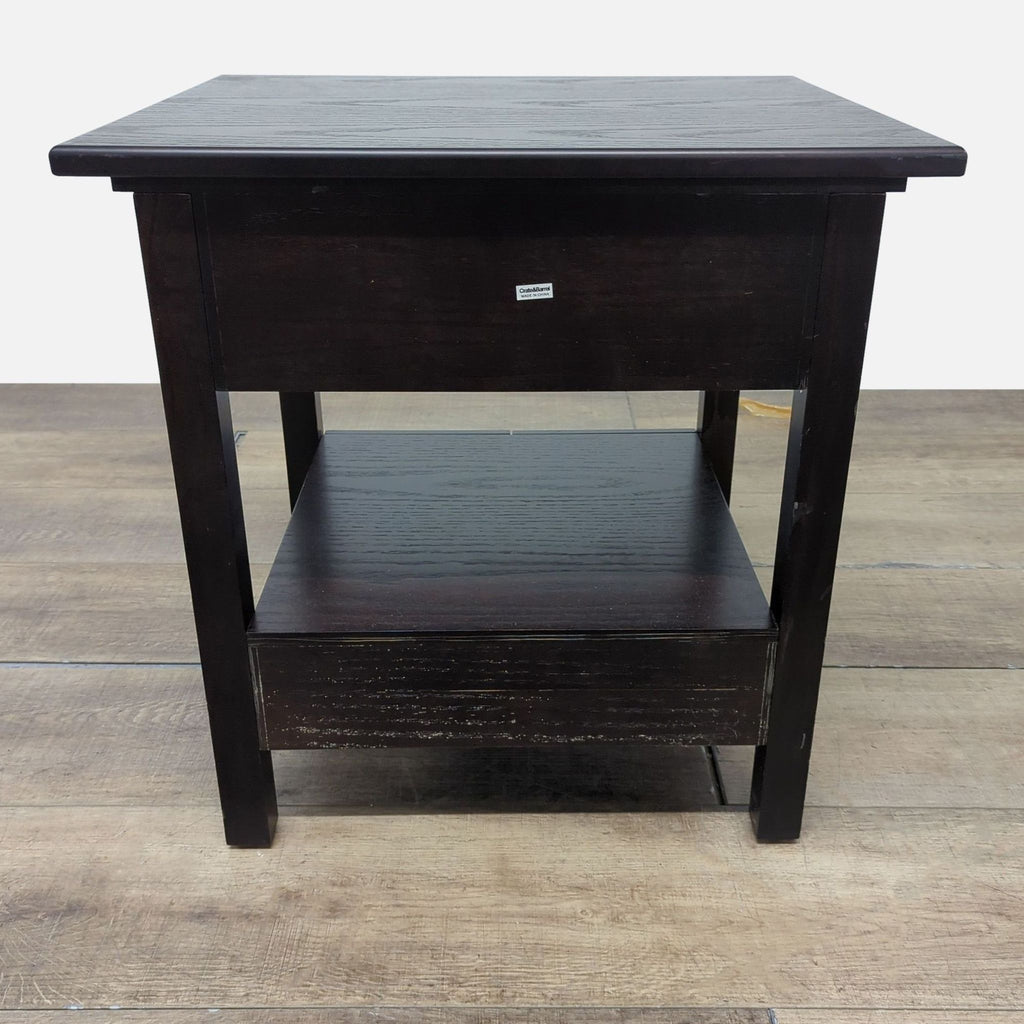 Crate & Barrel End Table with Drawer, Pull-Out Shelf & Bottom Shelf