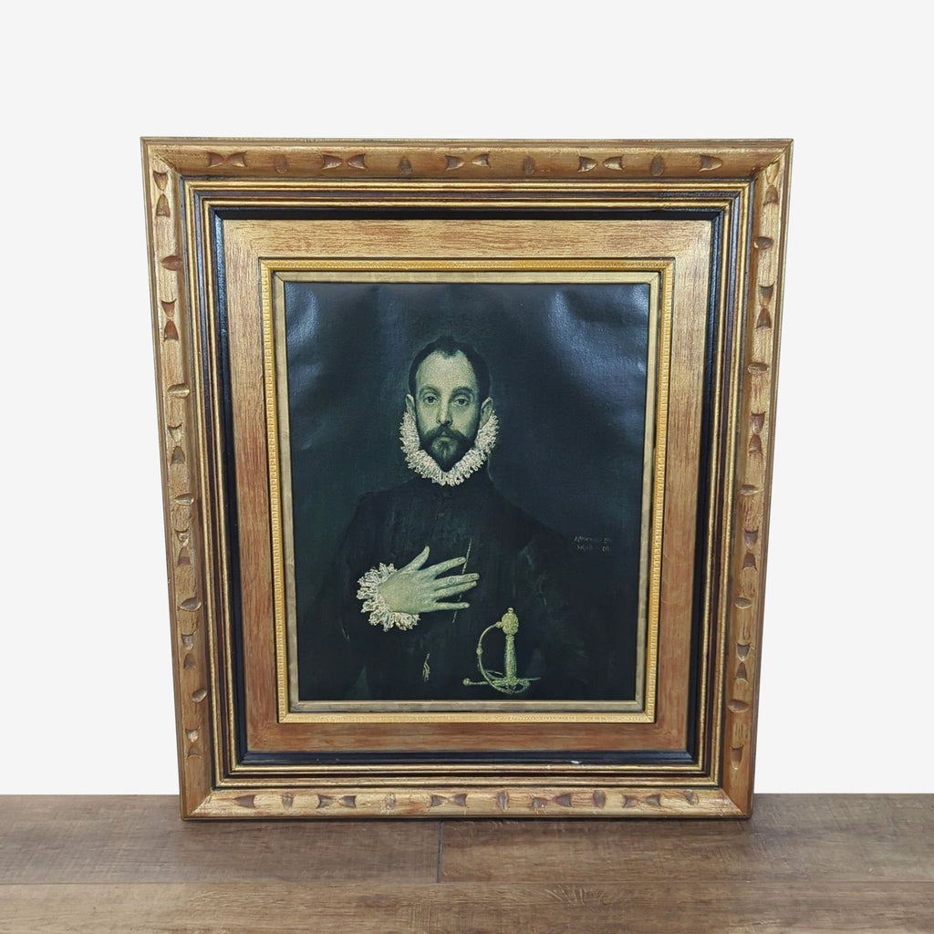 1. Framed canvas print of "The Nobleman with his Hand on his Chest" by El Greco, showing a noble Spanish man.