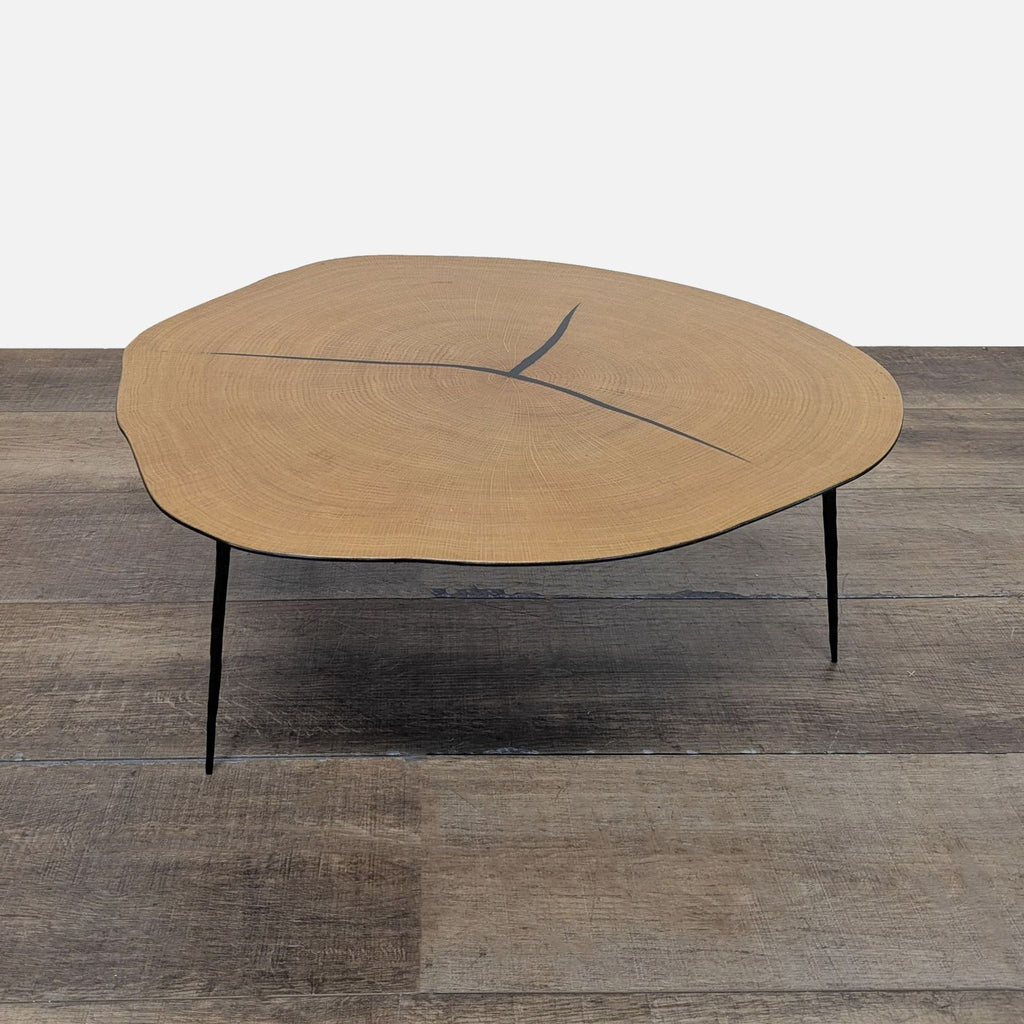 Industry West Natural Wood Top Coffee Table with Metal Legs