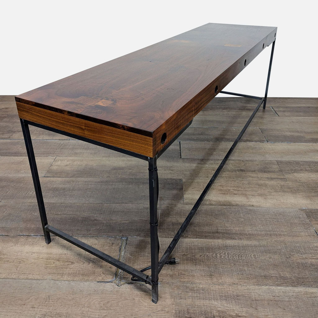 Industrial Metal and Wood Desk with Drawers