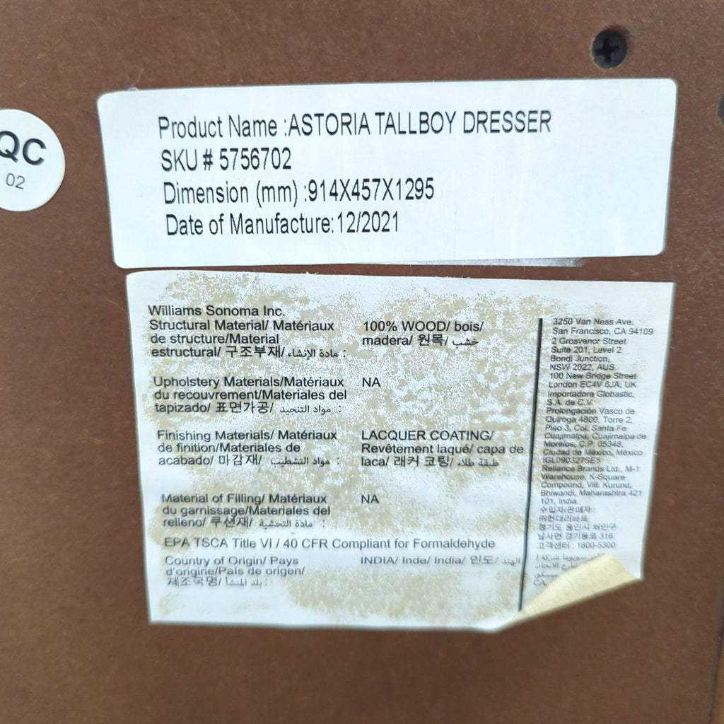 Pottery Barn Astoria 5-Drawer Classic Dresser