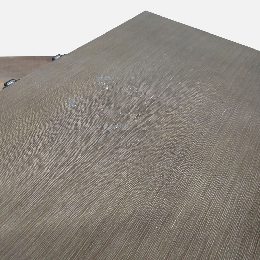 3. Close-up of Reperch End Table surface, highlighting light wear and textured wood grain.