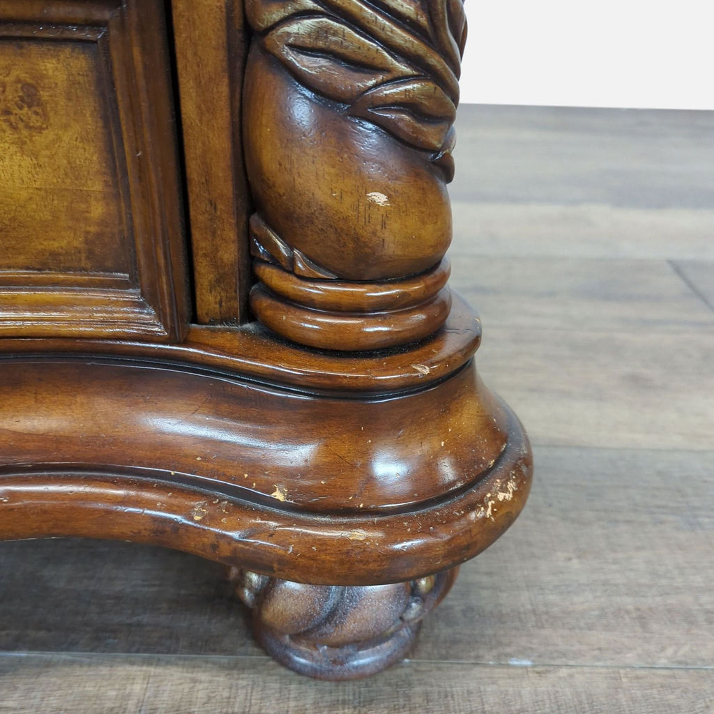 Heavily Carved Nightstand with Marble Top