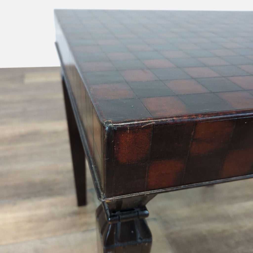 South Cone Checkered Wood End Table