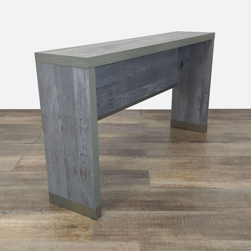 Wood Console Table with Metal Trim