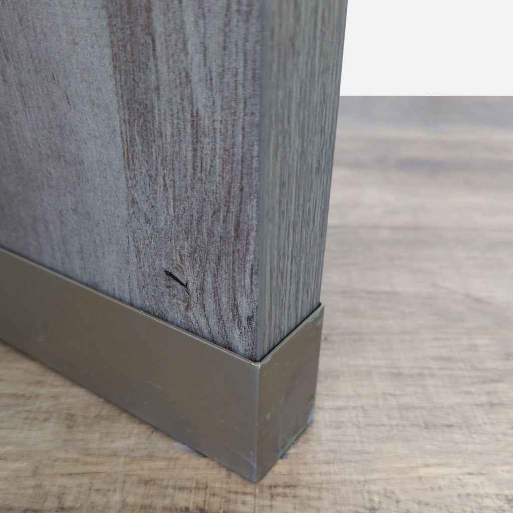 Wood Console Table with Metal Trim