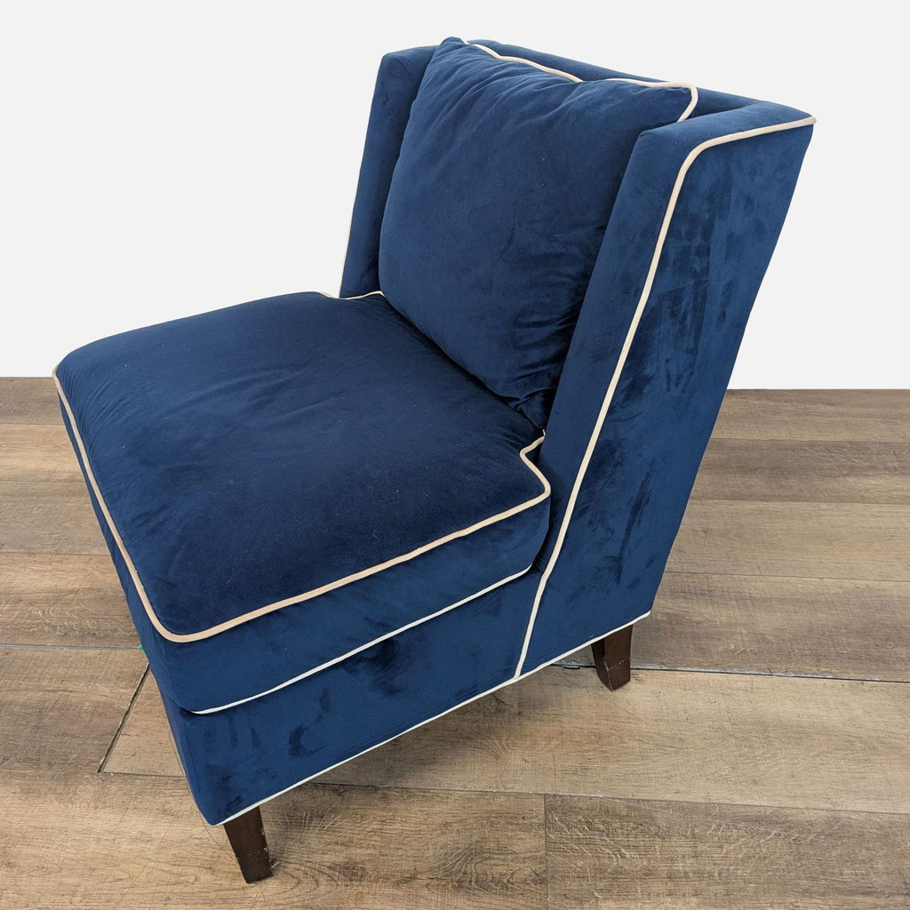 E&E Co. Ltd. Navy Blue Velvet Slipper Chair
