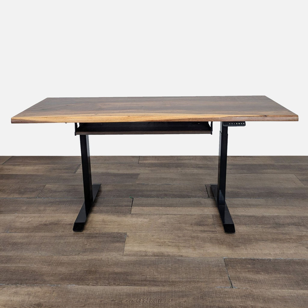 1. Reperch desk with solid wood top, programmable height controller, and a built-in keyboard drawer.