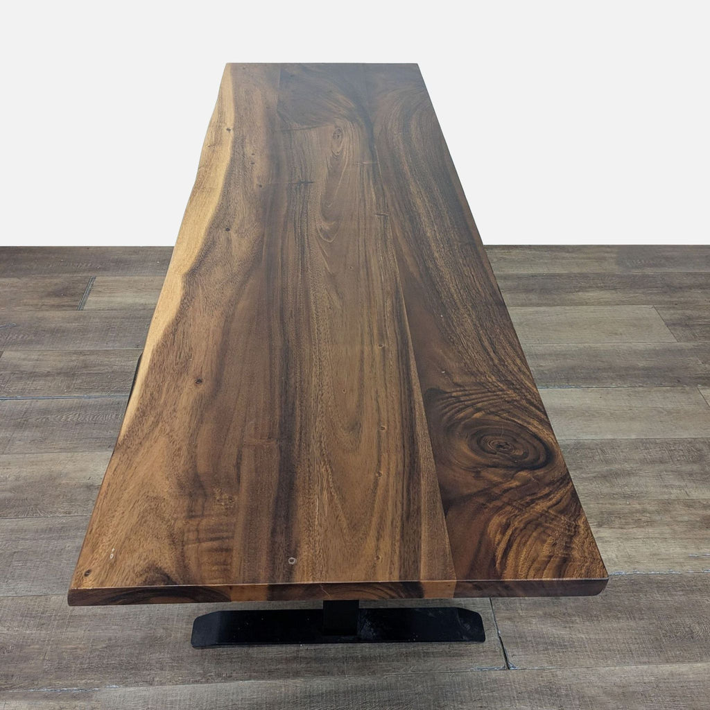 Adjustable Height Desk with Solid Wood Top and Metal Legs