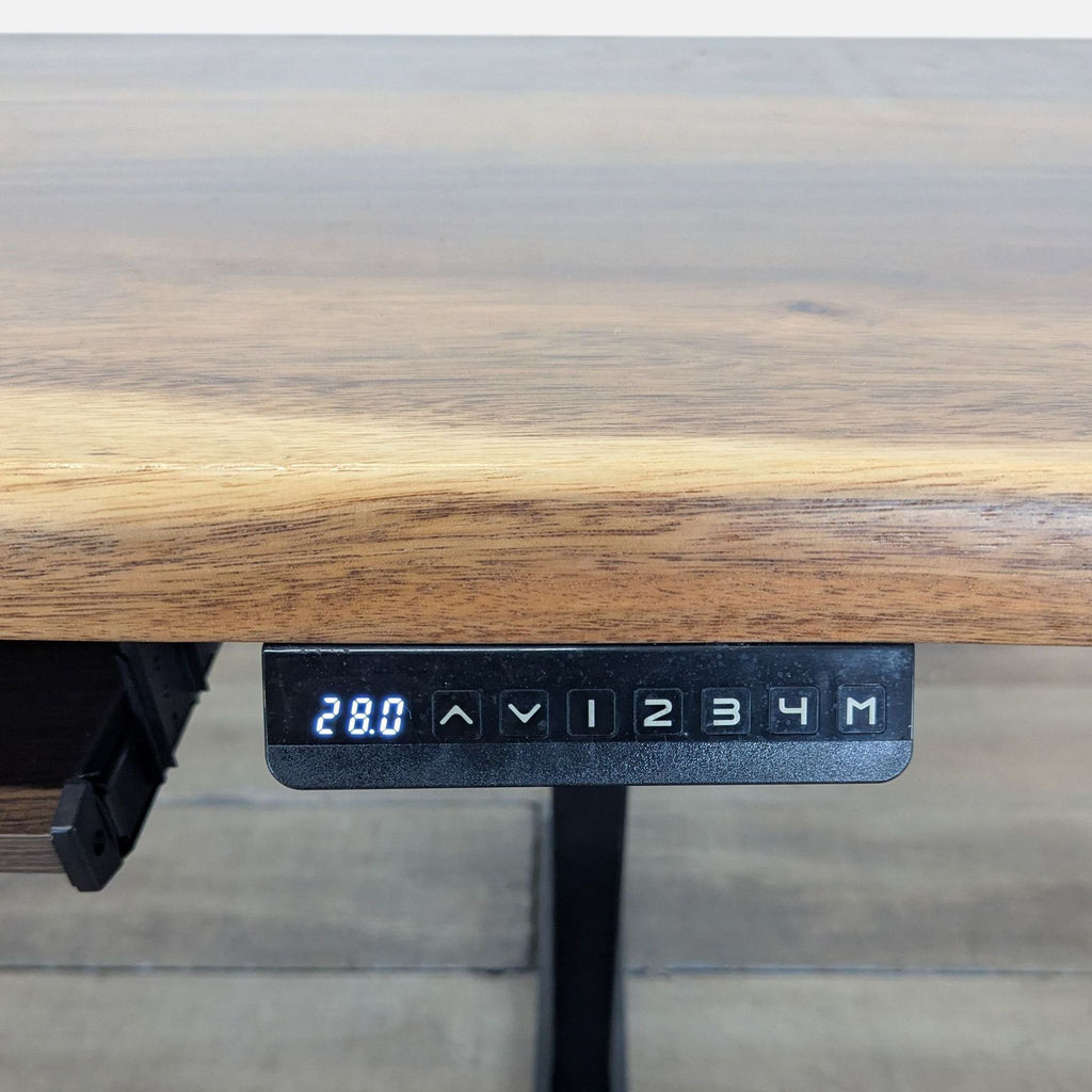 Adjustable Height Desk with Solid Wood Top and Metal Legs