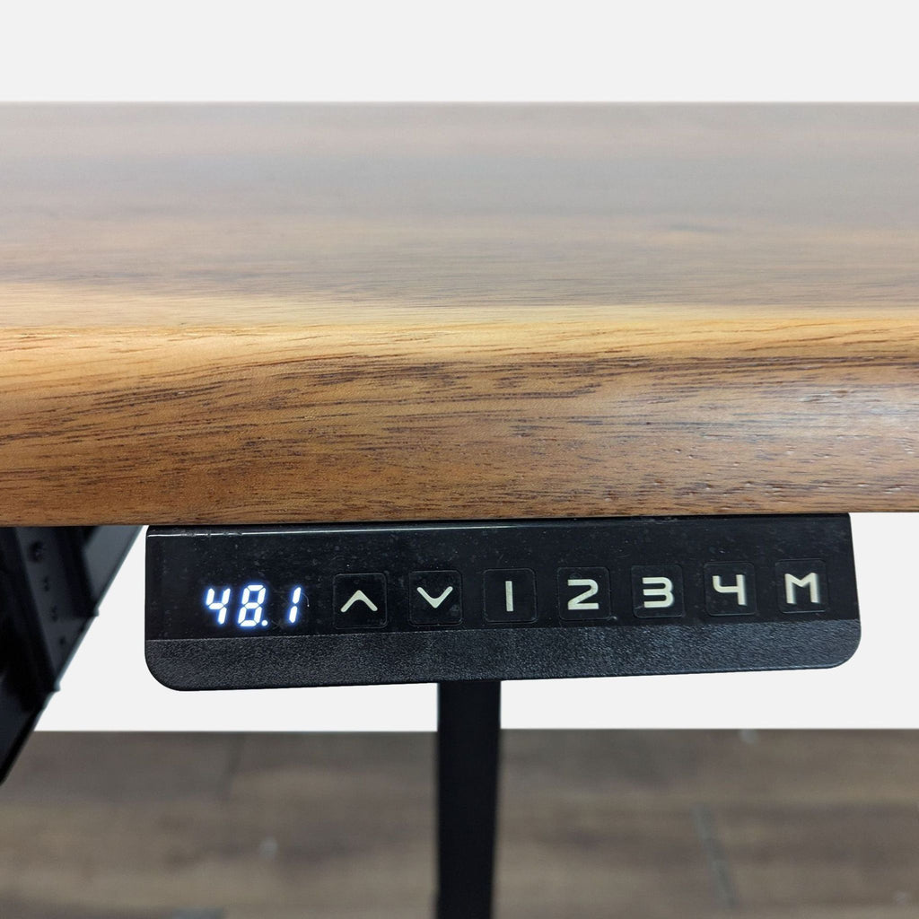 Adjustable Height Desk with Solid Wood Top and Metal Legs