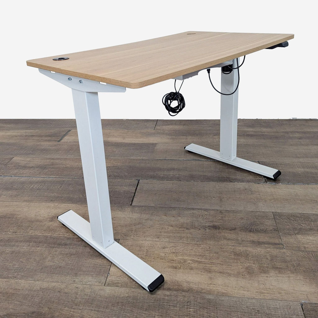 Electric Height Adjustable Standing Desk with Light Wood Top