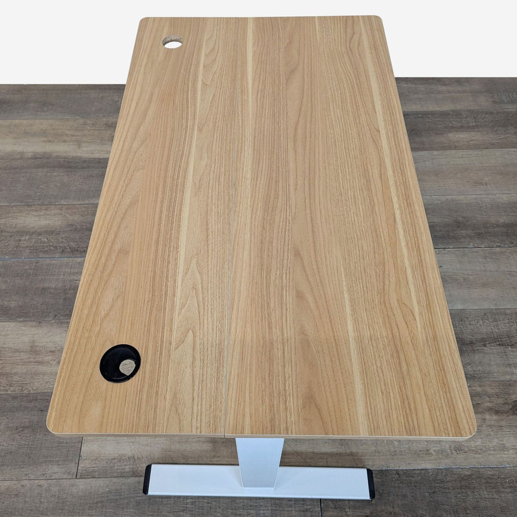 Electric Height Adjustable Standing Desk with Light Wood Top