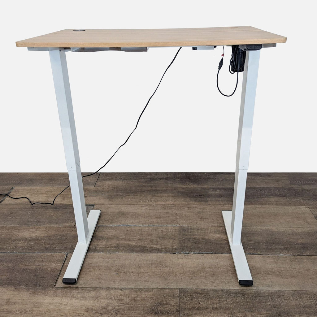 Electric Height Adjustable Standing Desk with Light Wood Top