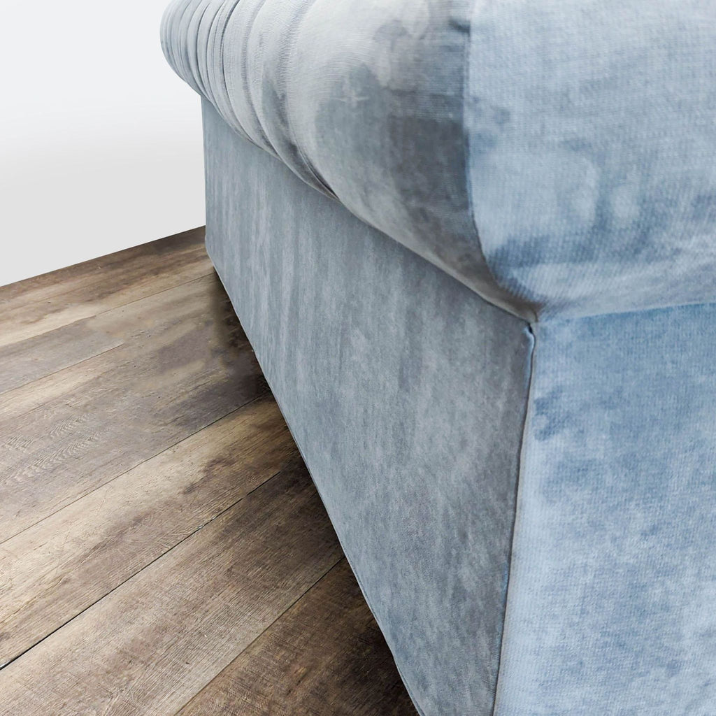 Macy's 3-Seat Tufted Velvet Sofa in Light Blue