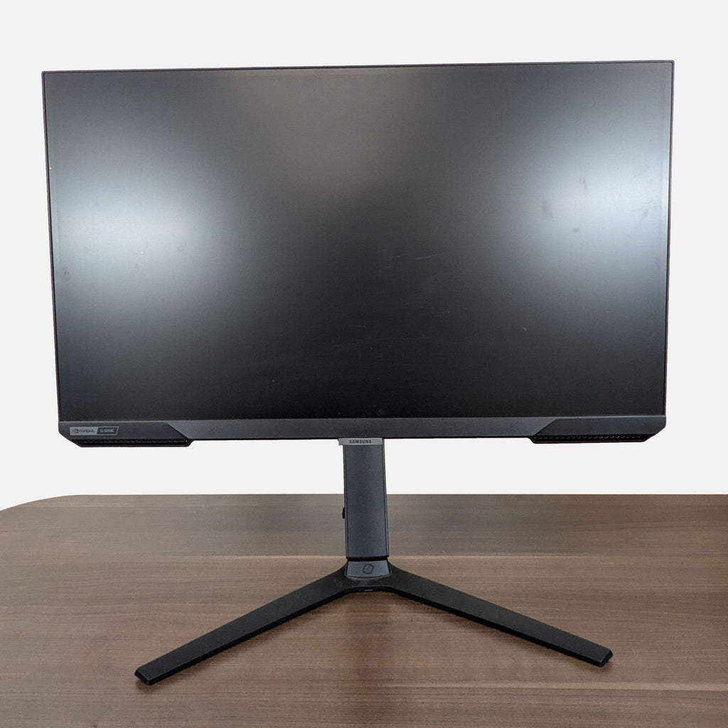 2. Samsung 27-inch gaming monitor on an adjustable ergonomic stand, shown with the display off.