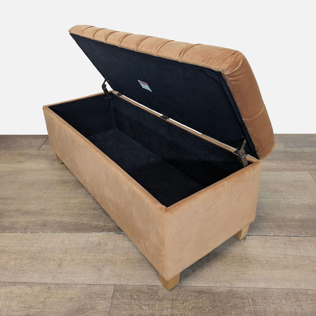 Tufted Velvet Storage Ottoman Bench with Wooden Legs