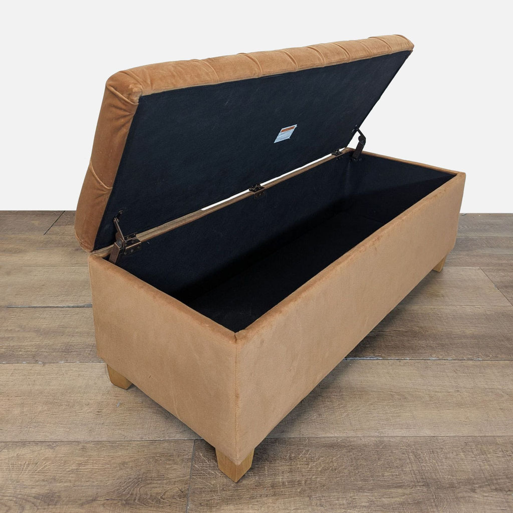 Tufted Velvet Storage Ottoman Bench with Wooden Legs