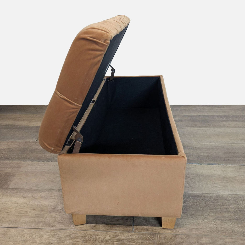 Tufted Velvet Storage Ottoman Bench with Wooden Legs