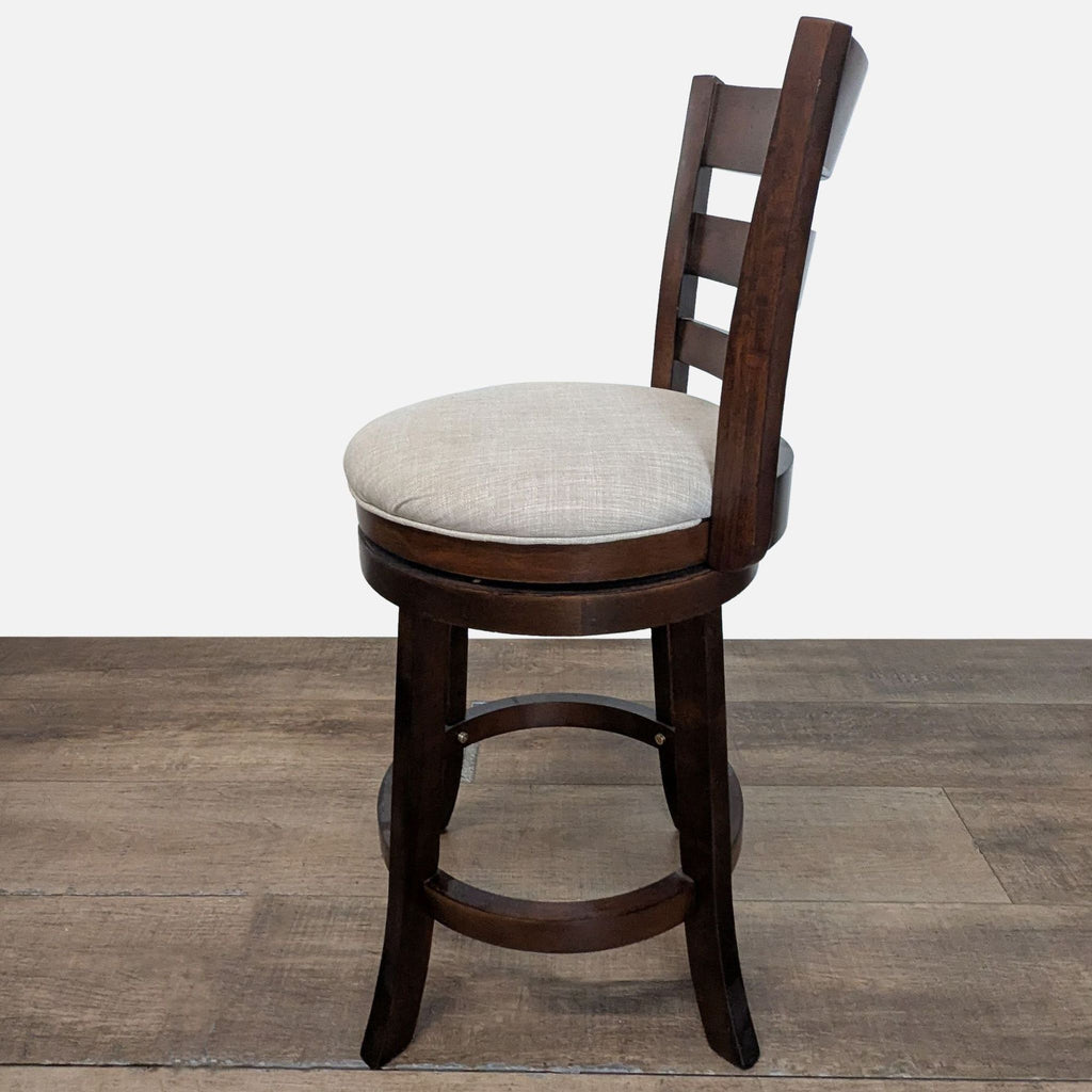 Wood Swivel Bar Stool with Upholstered Seat