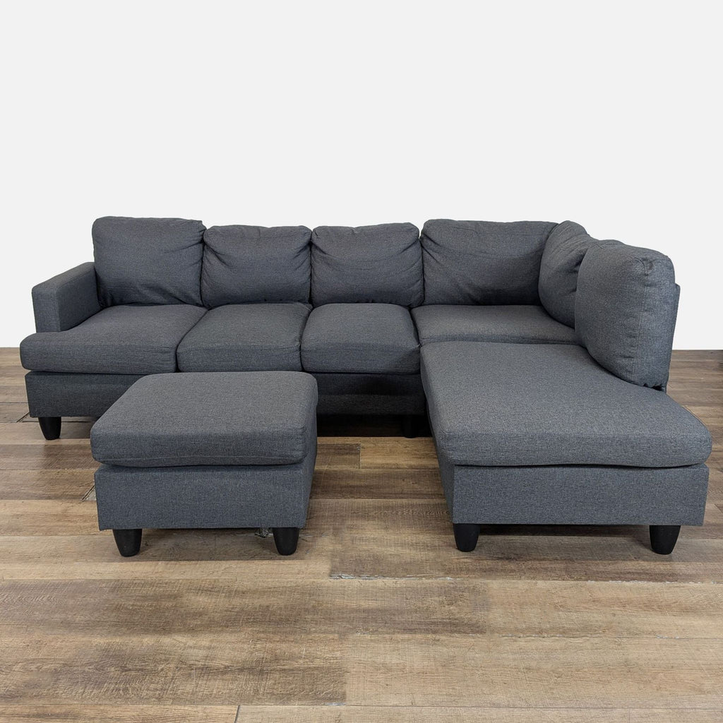 Modern Sectional Sofa L-shaped with Convertible Ottoman