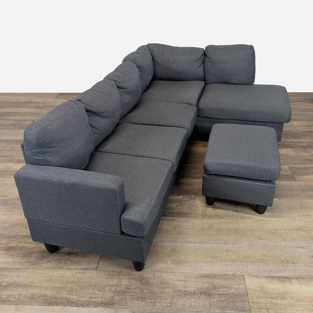 Modern Sectional Sofa L-shaped with Convertible Ottoman