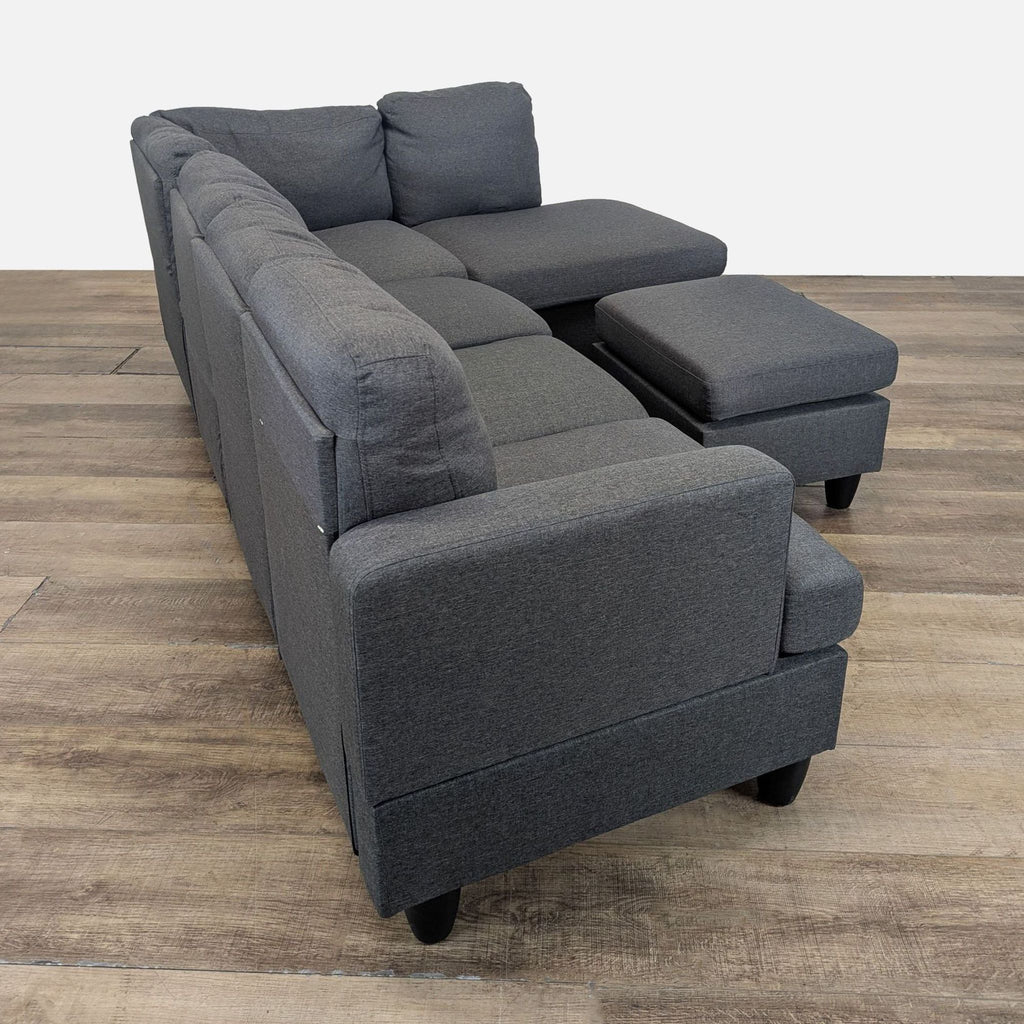 Modern Sectional Sofa L-shaped with Convertible Ottoman