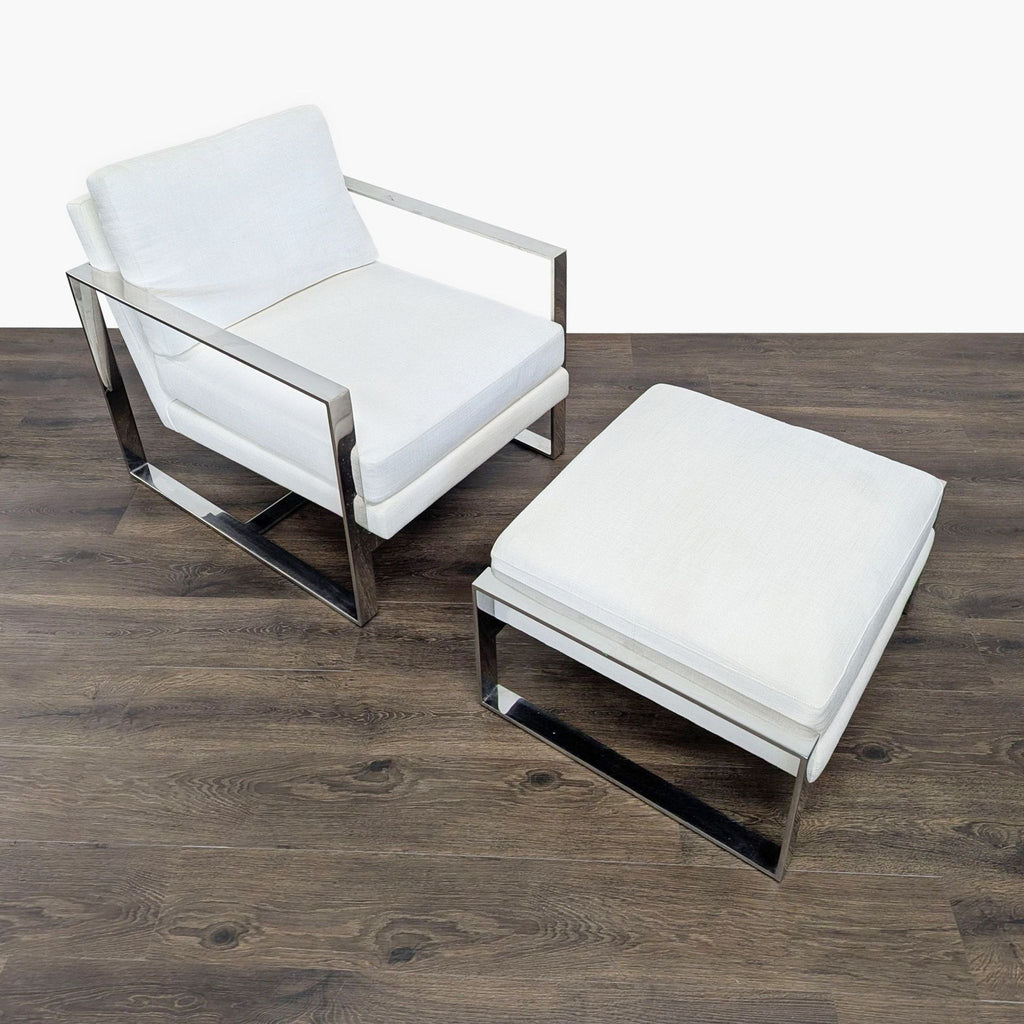 Restoration Hardware Modern Lounge Chair with Ottoman