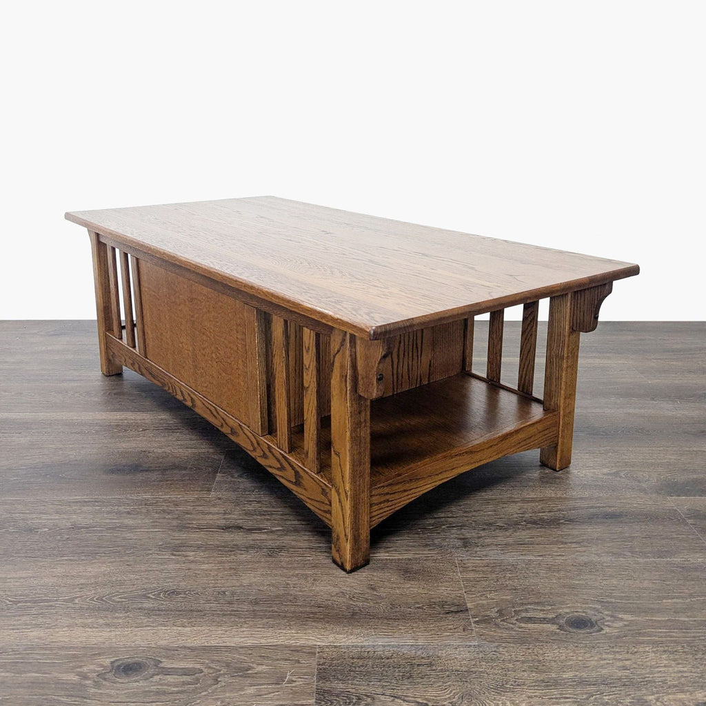 Mission Style Oak Coffee Table with Cabinet