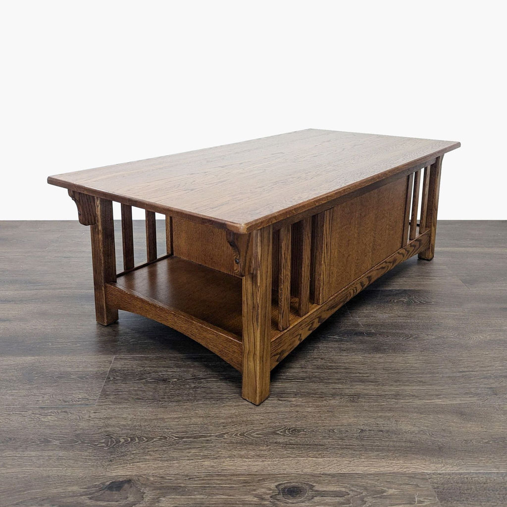 Mission Style Oak Coffee Table with Cabinet