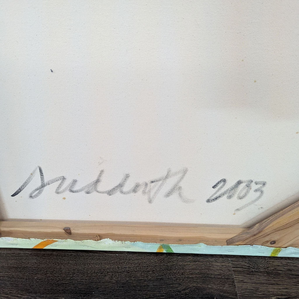 2. Signature "Sudduth 2003" in pencil on the back of a canvas artwork from the Reperch brand.  