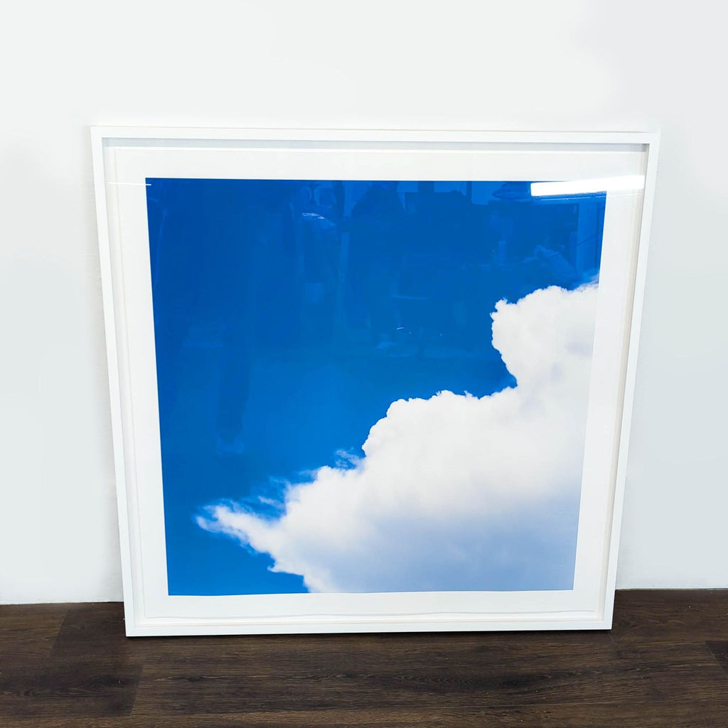 1. Framed Reperch print showing blue sky and white clouds, 42"x42", in good condition, Prints & Maps category.