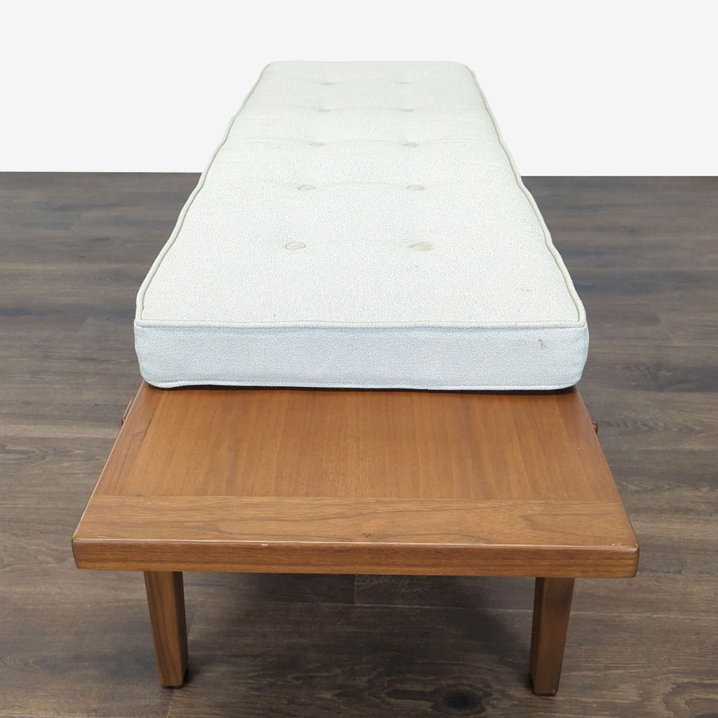 Wood Bench with Button Tufted Cushion