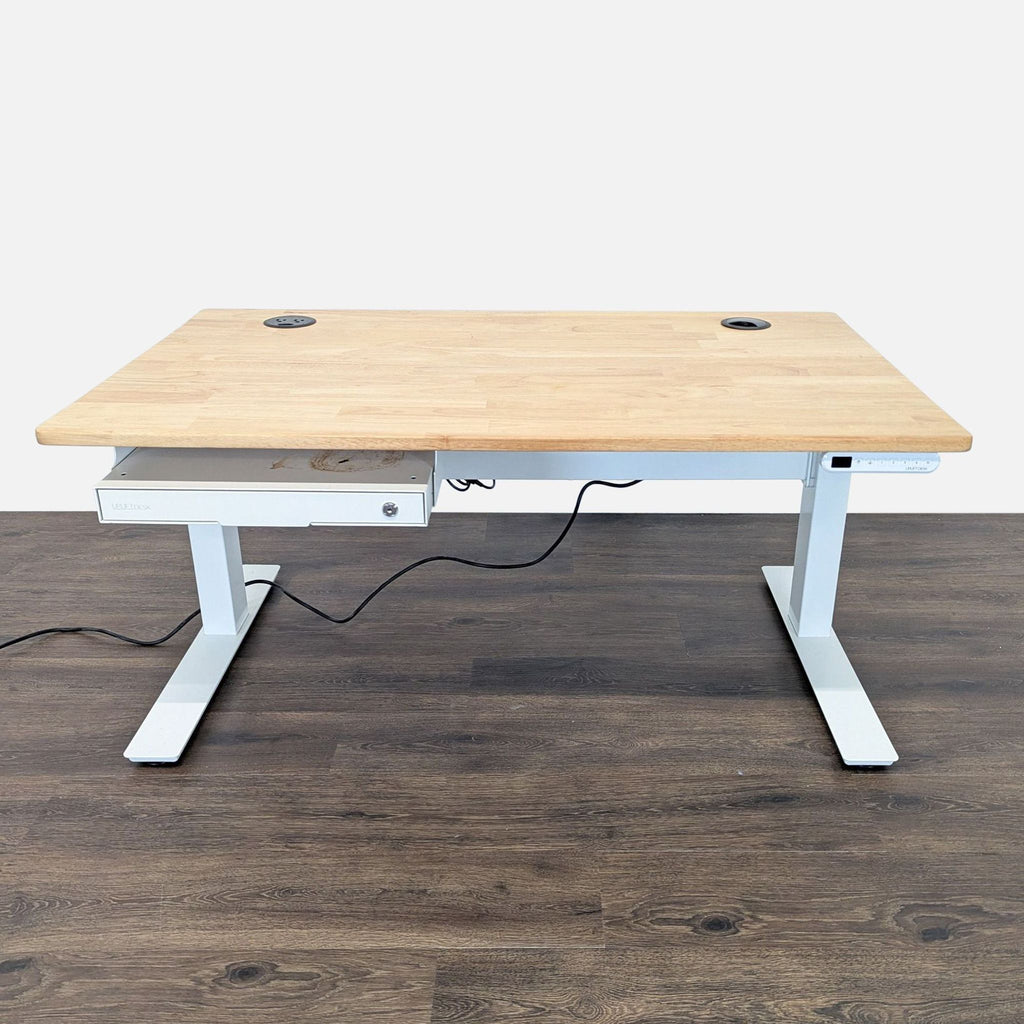Uplift Adjustable Standing Desk with Locking Drawer and Solid Wood Top