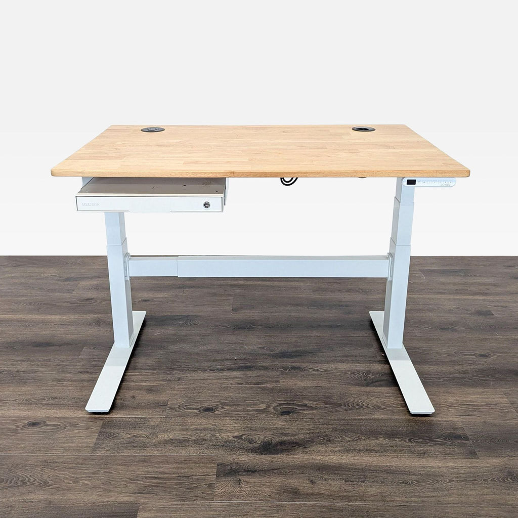 Uplift Adjustable Standing Desk with Locking Drawer and Solid Wood Top