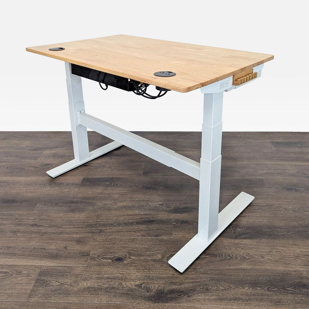 Uplift Adjustable Standing Desk with Locking Drawer and Solid Wood Top