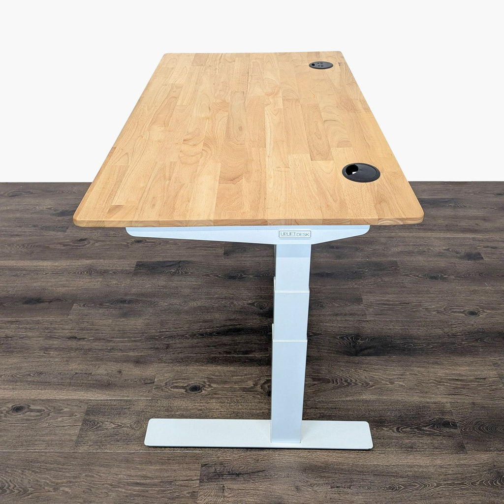 Uplift Adjustable Standing Desk with Locking Drawer and Solid Wood Top