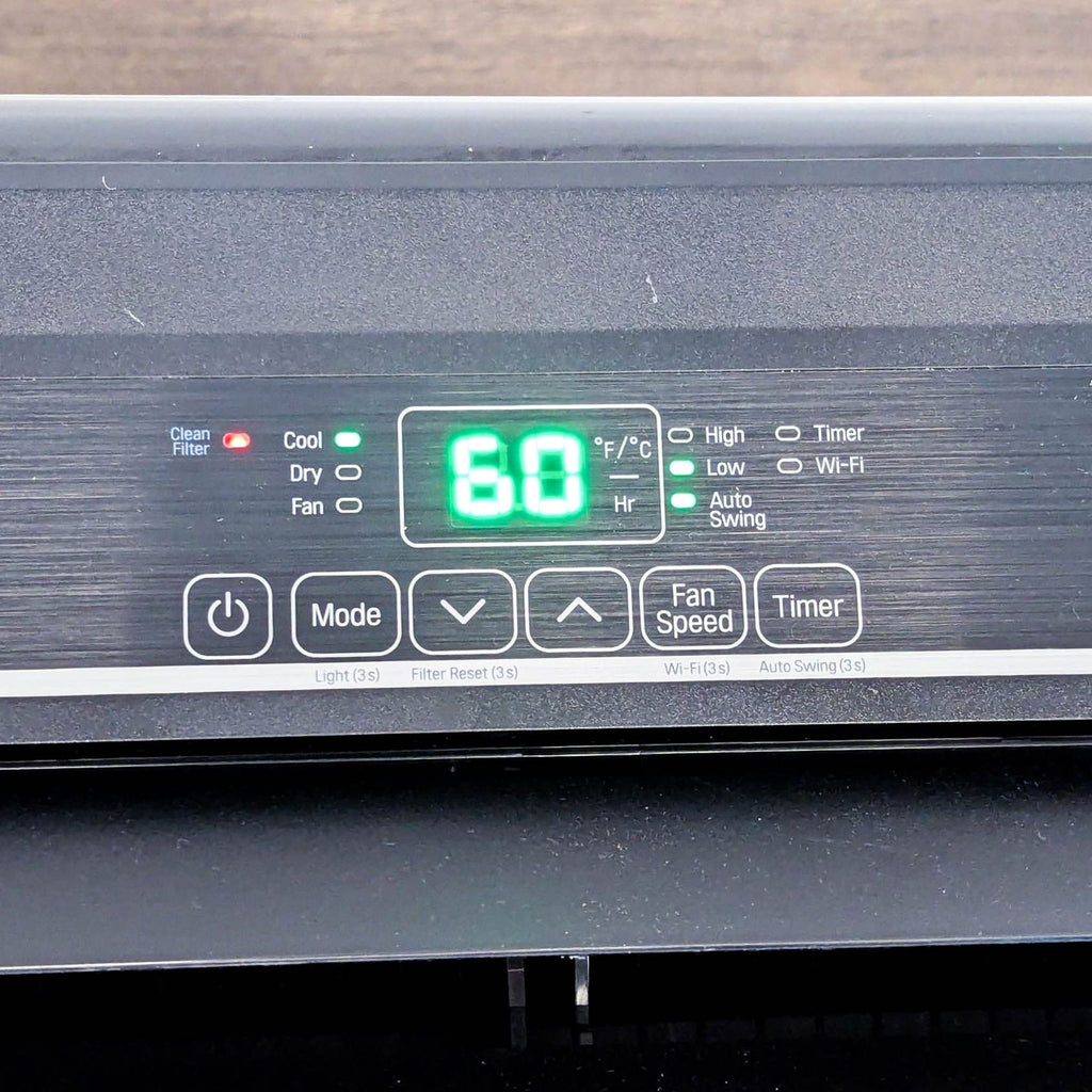 LG Portable Air Conditioner – Sleek Black, Easy-to-Move Cooling Unit