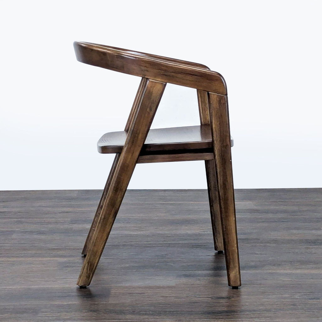 Set of Four Wood Dining Chairs with Curved Back