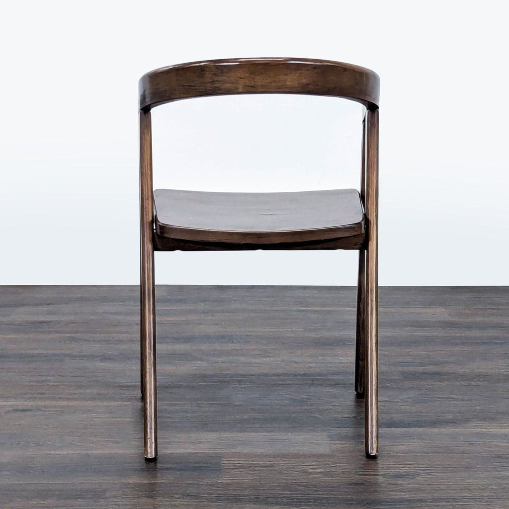 Set of Four Wood Dining Chairs with Curved Back