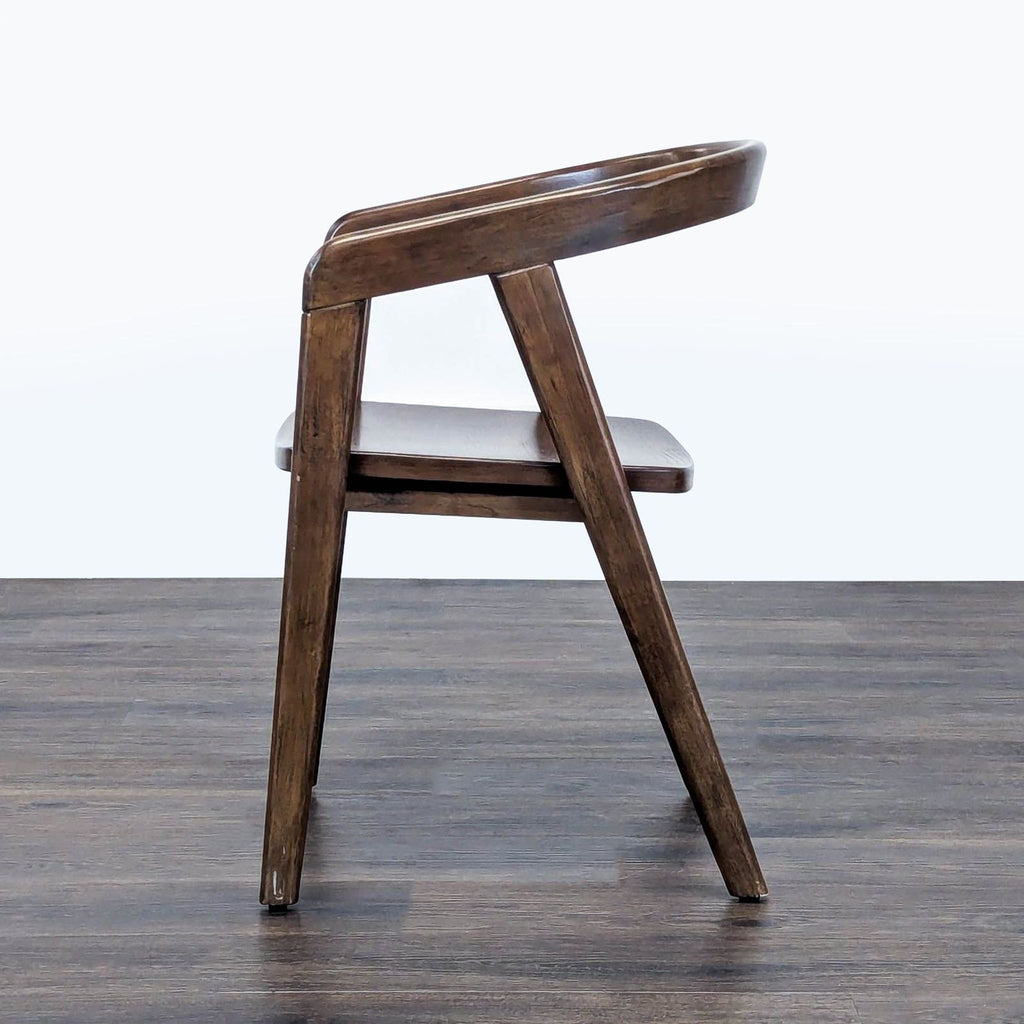 Set of Four Wood Dining Chairs with Curved Back