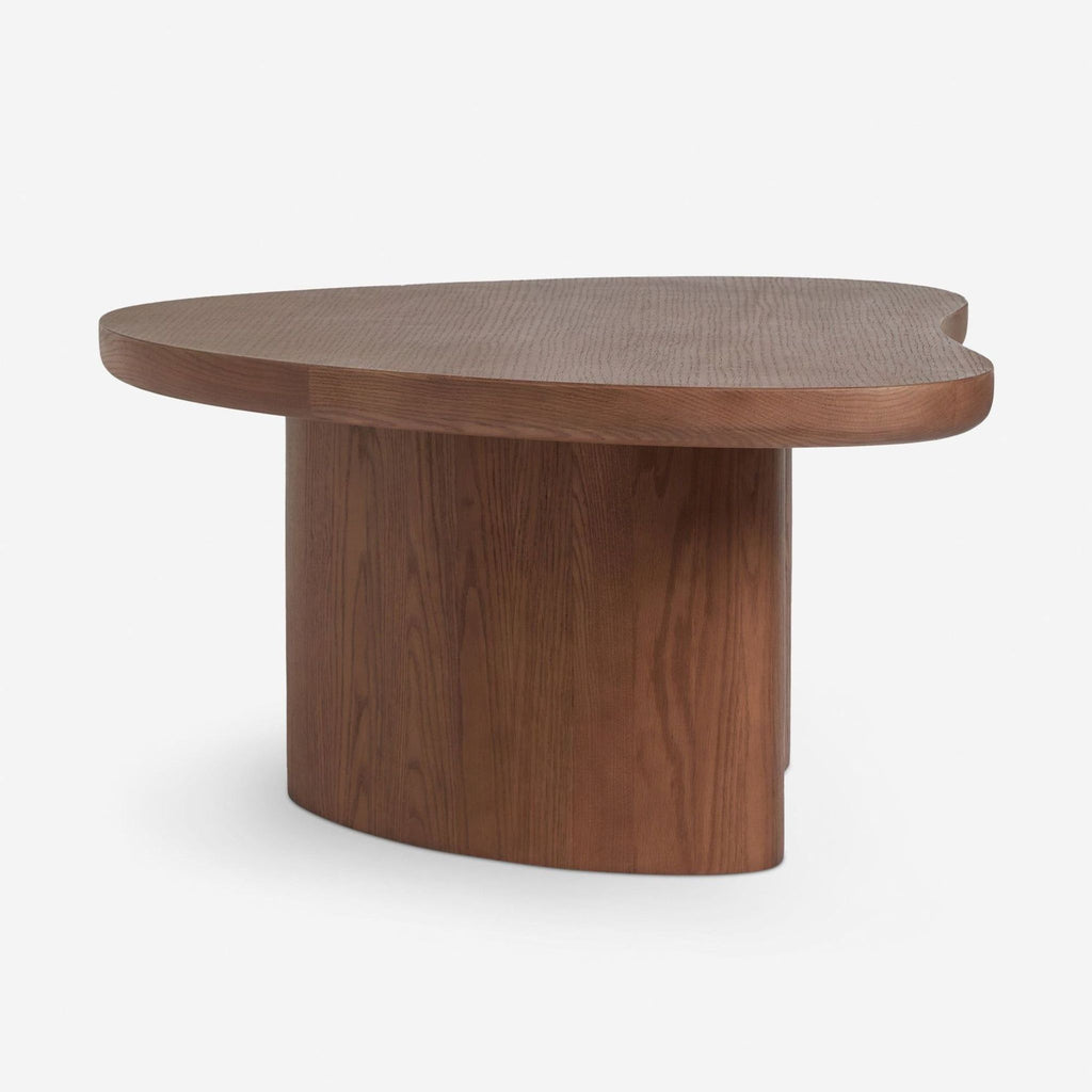 Unique modern coffee table in red oak with organic-shaped top, Aimee Song design for Lulu and Georgia.