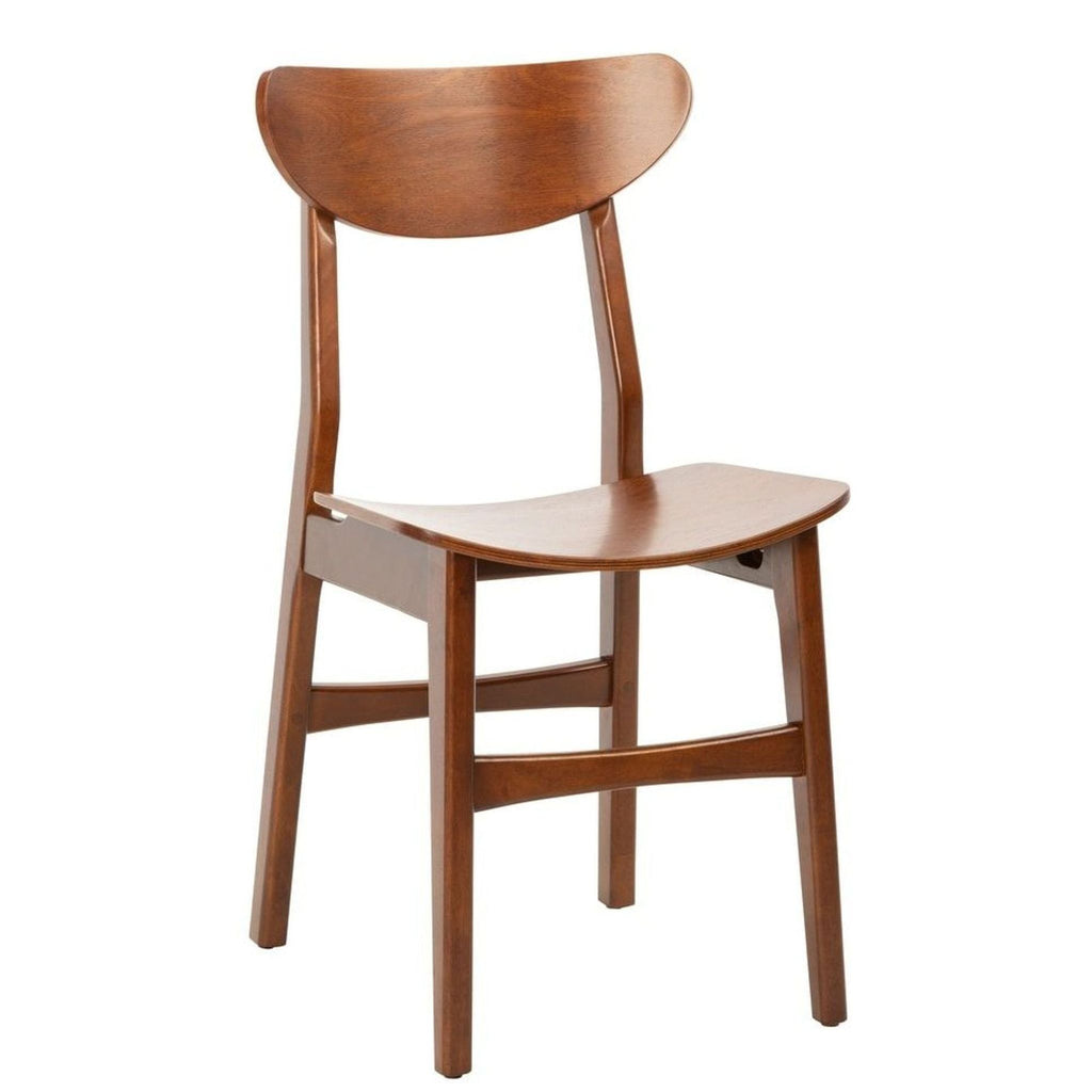 Single Reperch cherry wood chair in walnut finish, angled to highlight its curved seat and backrest.