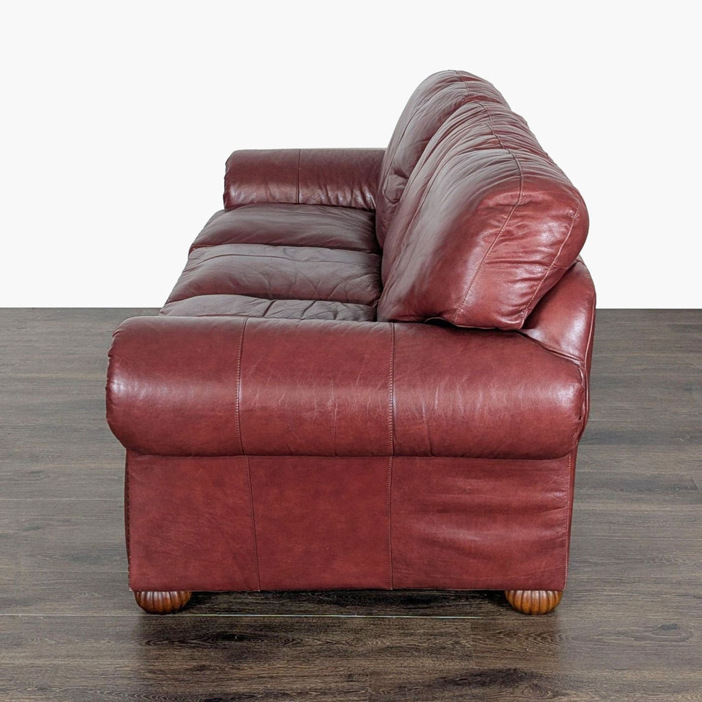 Classic 3-Seat Leather Sofa with Rolled Arms