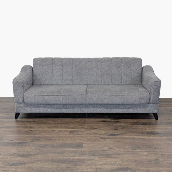 1. Reperch 3-seat sofa in soft grey upholstery, featuring a modern design for any living room.